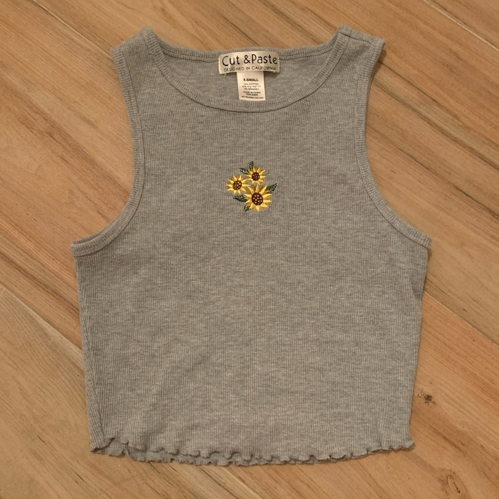 Cropped sunflower tank